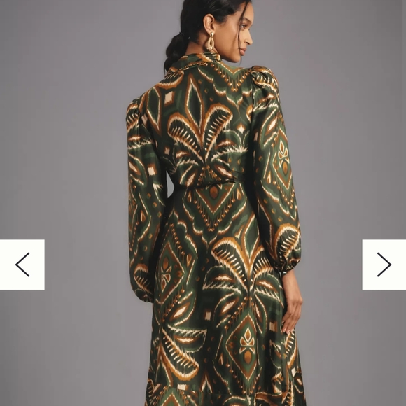 Anthropologie Farm Rio Pineapple Ikat Asymmetric Hem Wrap Dress - Picture 4 of 4
